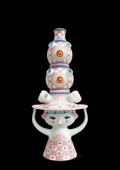 Bjørn Wiinblad Vase H50 cm i rosa fra serien Lady with hat Best
