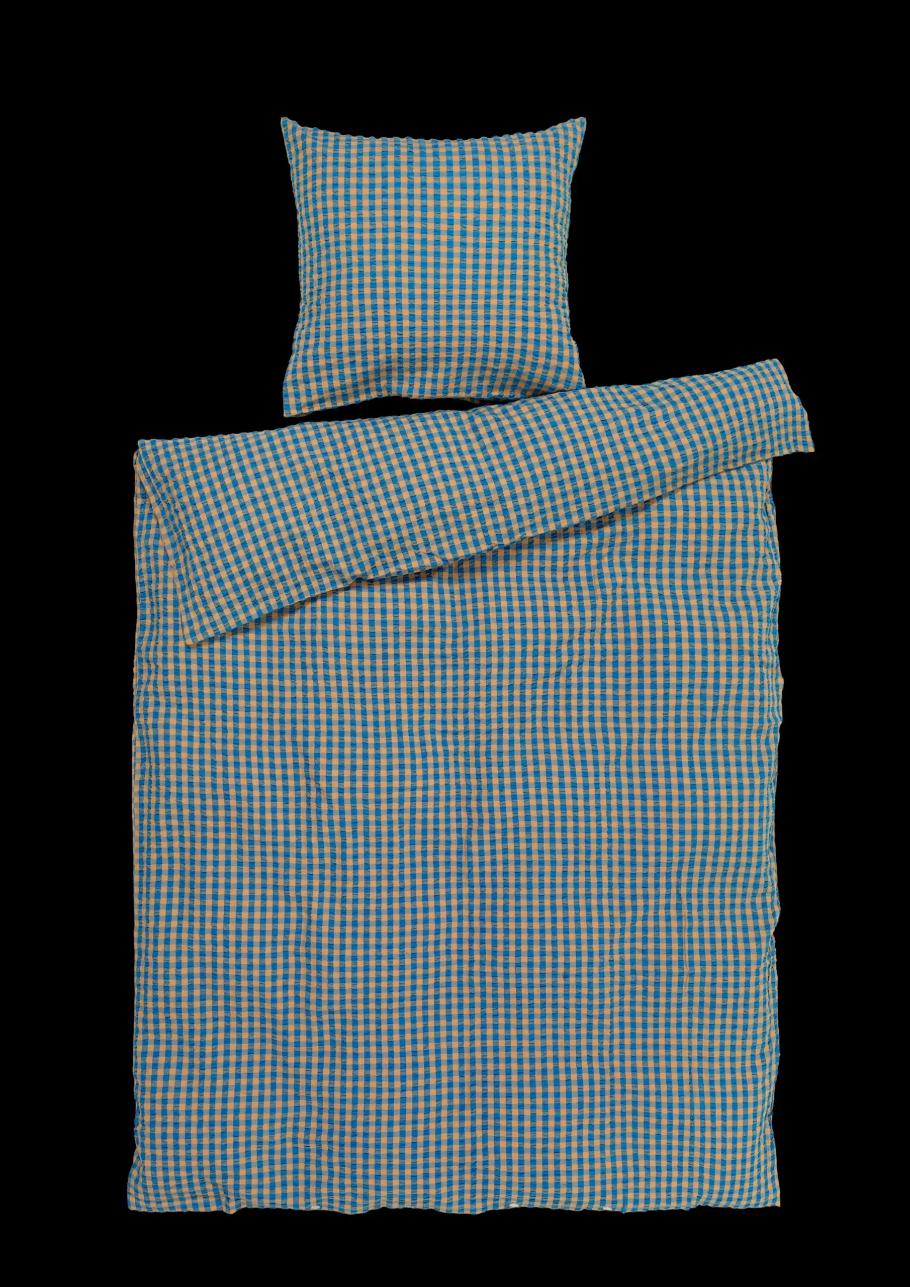 JUNA Bæk&Bølge Sengetøj 150x210 cm blå/okker SE | Køb her Best