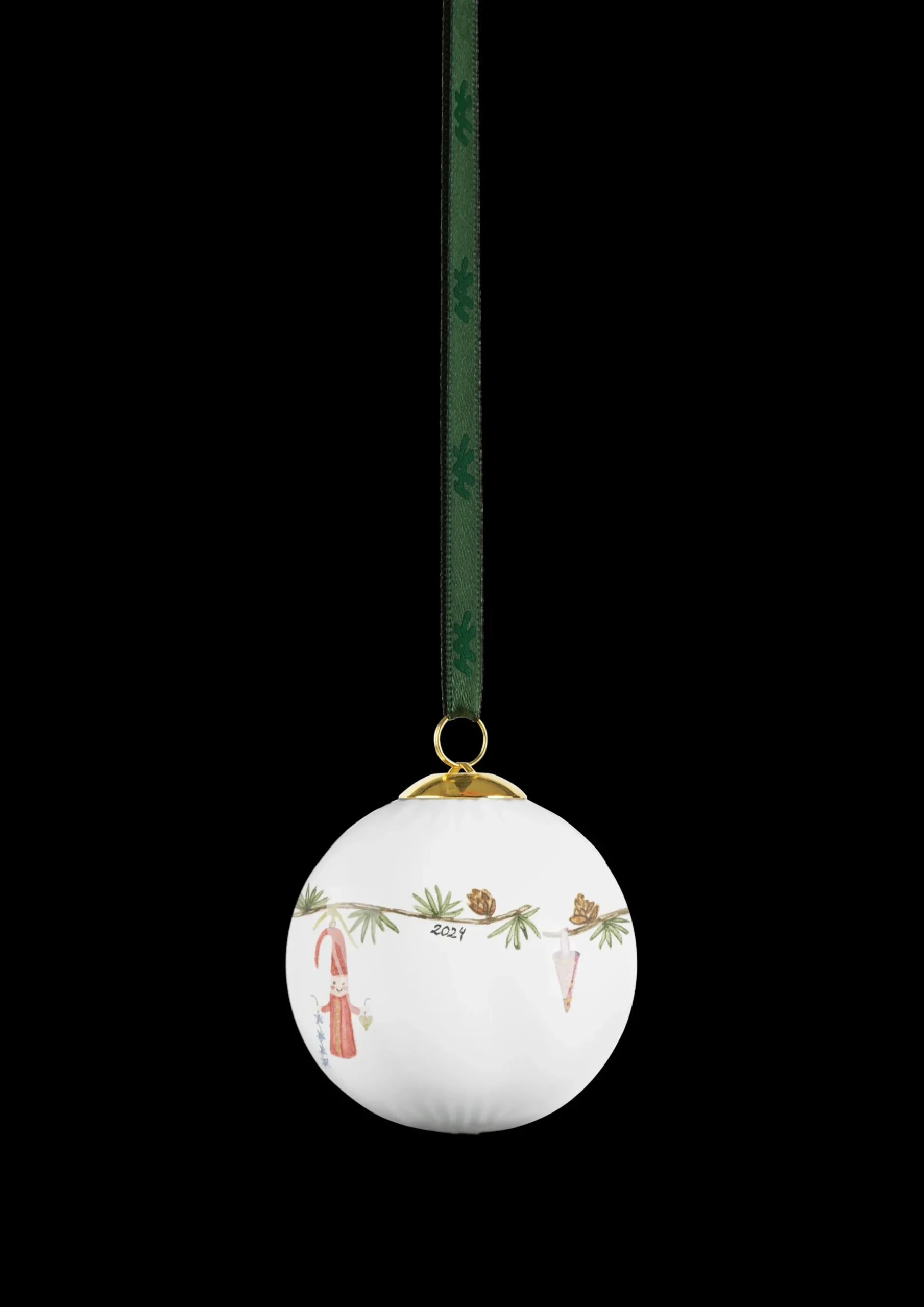Kähler Hammershøi Christmas Kugle 2024 Ø6 cm hvid m. deko Best