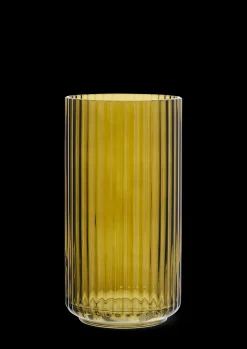 Lyngby Porcelæn Lyngby Vase H20.5 olivengrøn mundblæst glas New