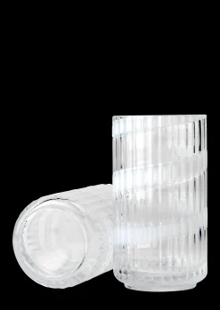 Lyngby Porcelæn Vase H15.5 cm swirl hvid mundblæst glas Best